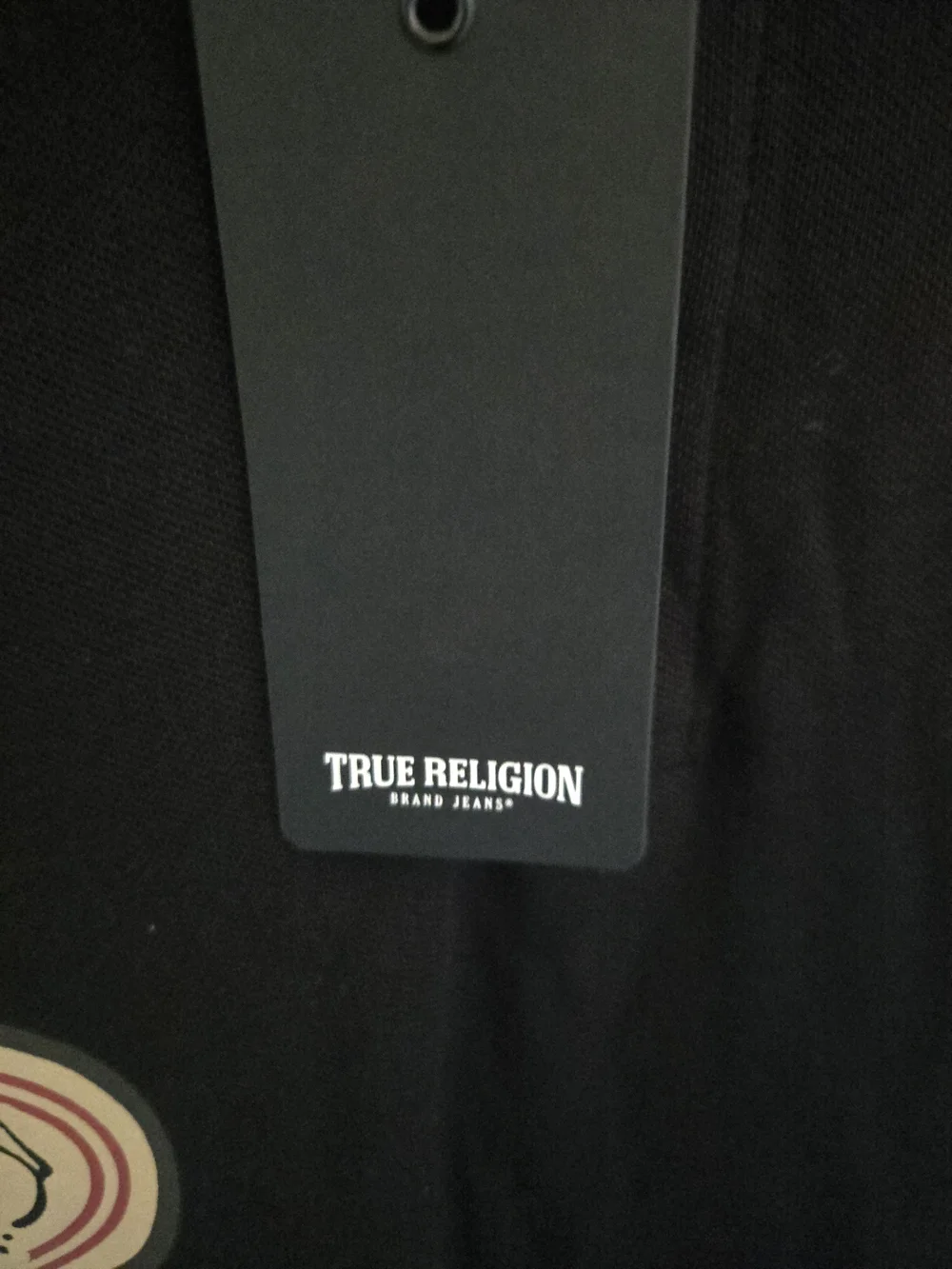 True Religion Black Polo with Red & Gold Embroidered Patches